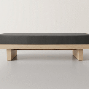 Minimalist Solid Wood Platform Bed with Upholstered Cushion Top
