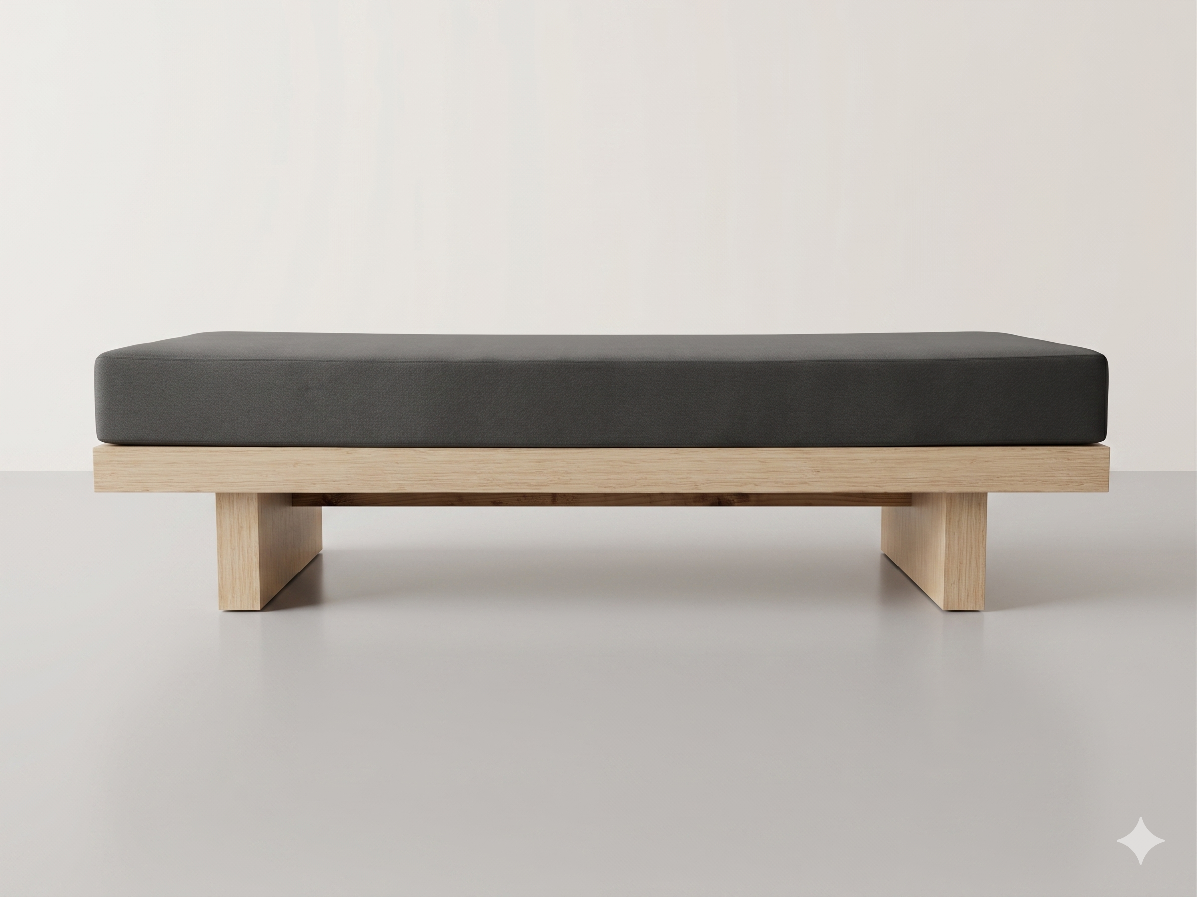 Minimalist Solid Wood Platform Bed with Upholstered Cushion Top